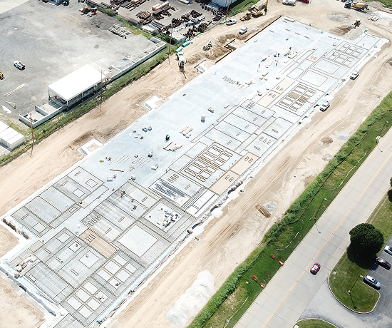 construction site image marked up with flatwork needs